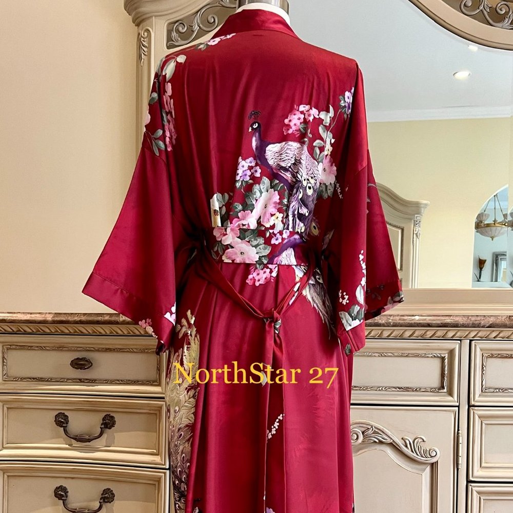 Women Plus Size Kimono Silky Satin Dressing Gown